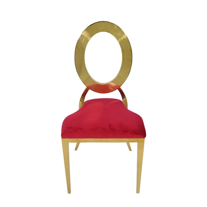 The Leny: Gold O Back Dinning Chair Red Cushion