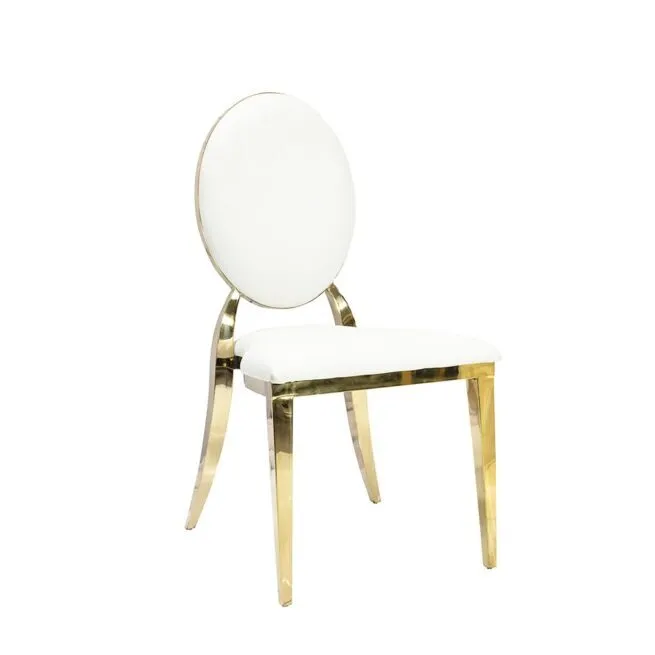 The Betty: White Round Padded back with gold frame