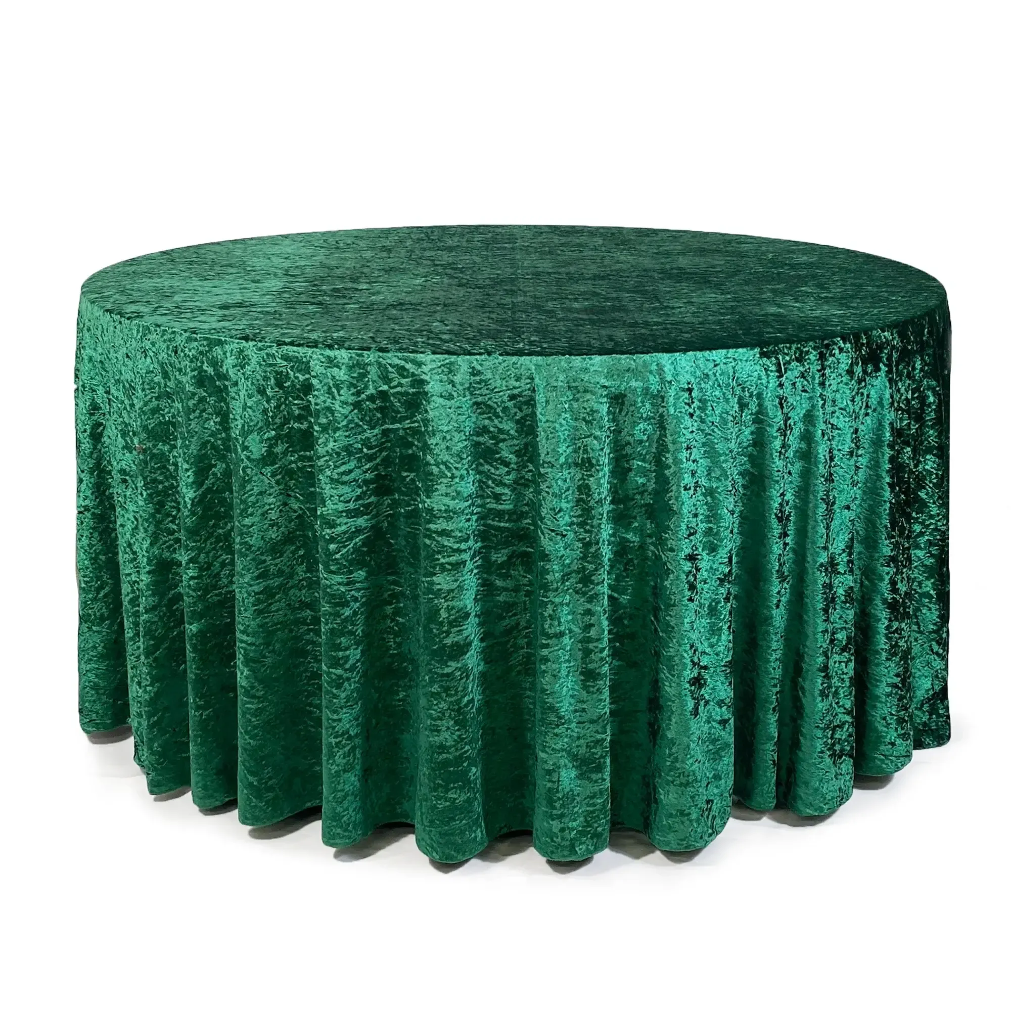 Cassie: Velvet Round Tablecloth Emerald Green