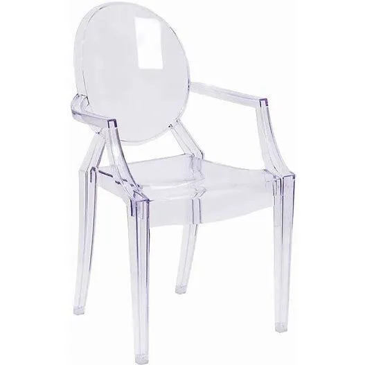 The Adriel: Clear acrylic dinning chair with armrest