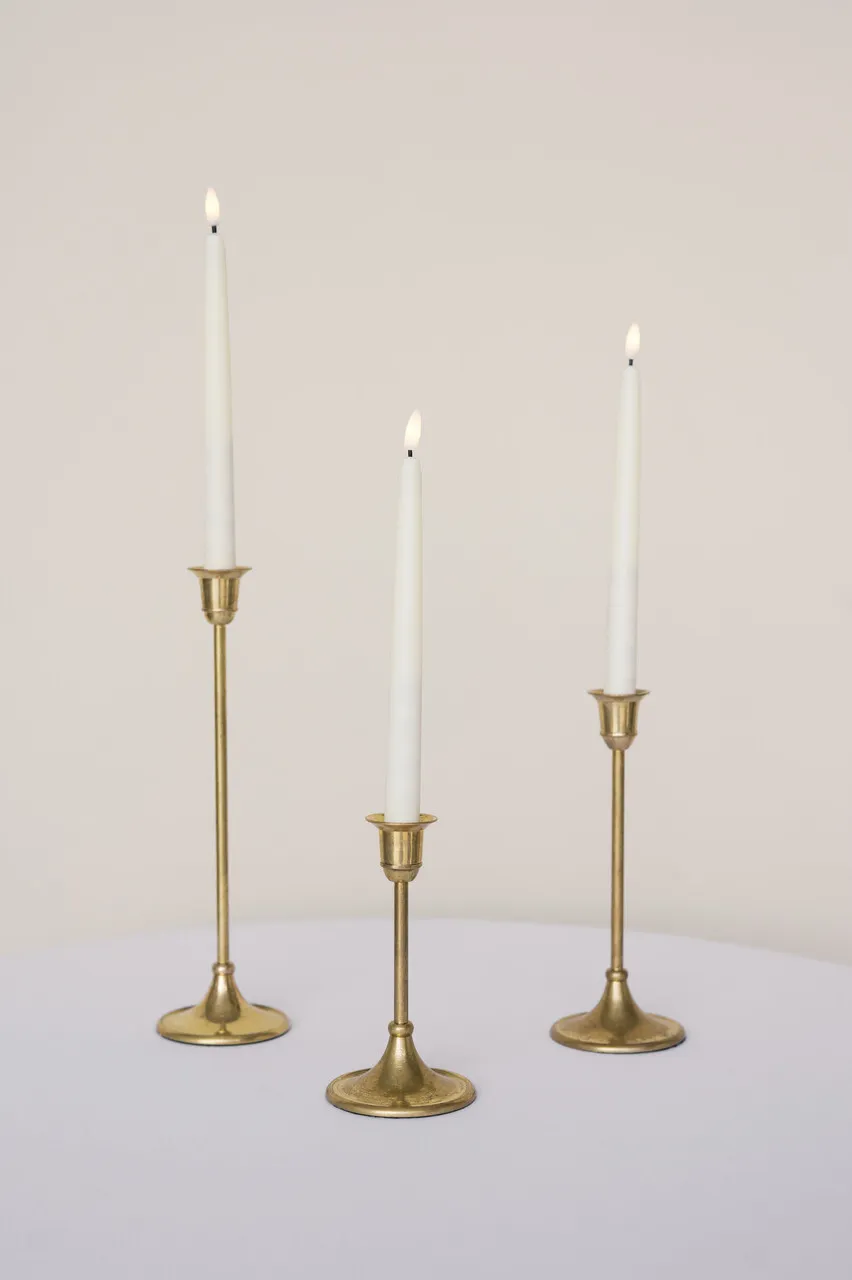 Gold Taper Candle Holders S/3