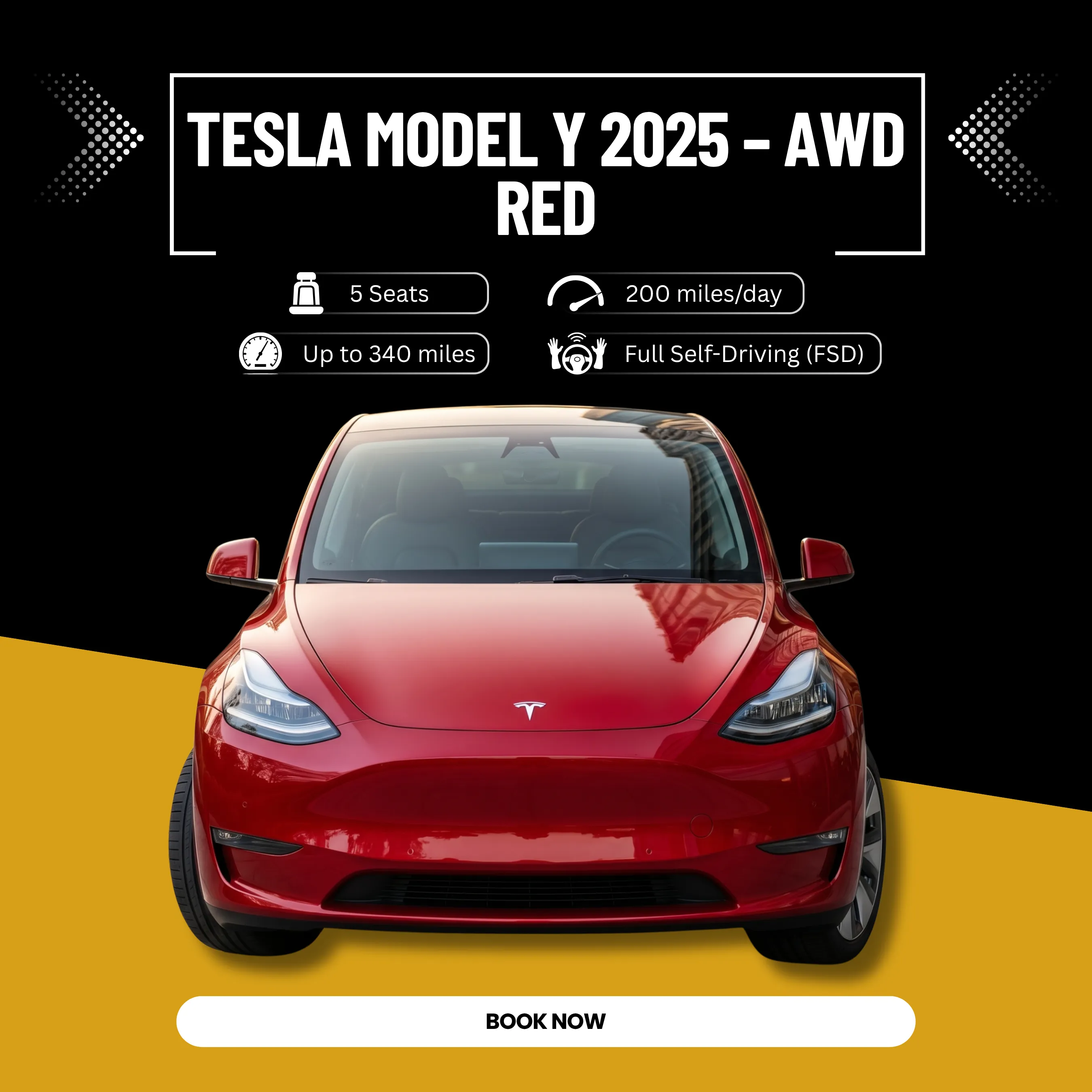 Tesla Y 2025 AWD ,Red