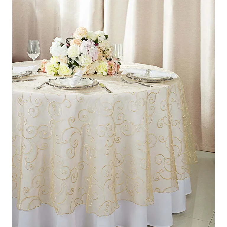 *LINEN, 90" ROUND GOLD