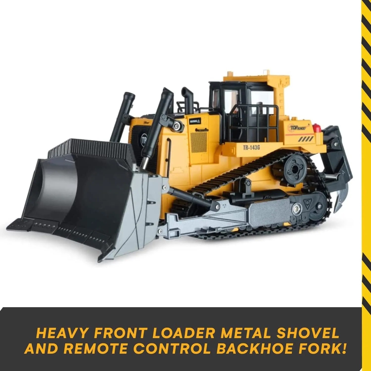 RC Bulldozer - Heavy-Duty Front Loader -Backhoe 1/4 Scale