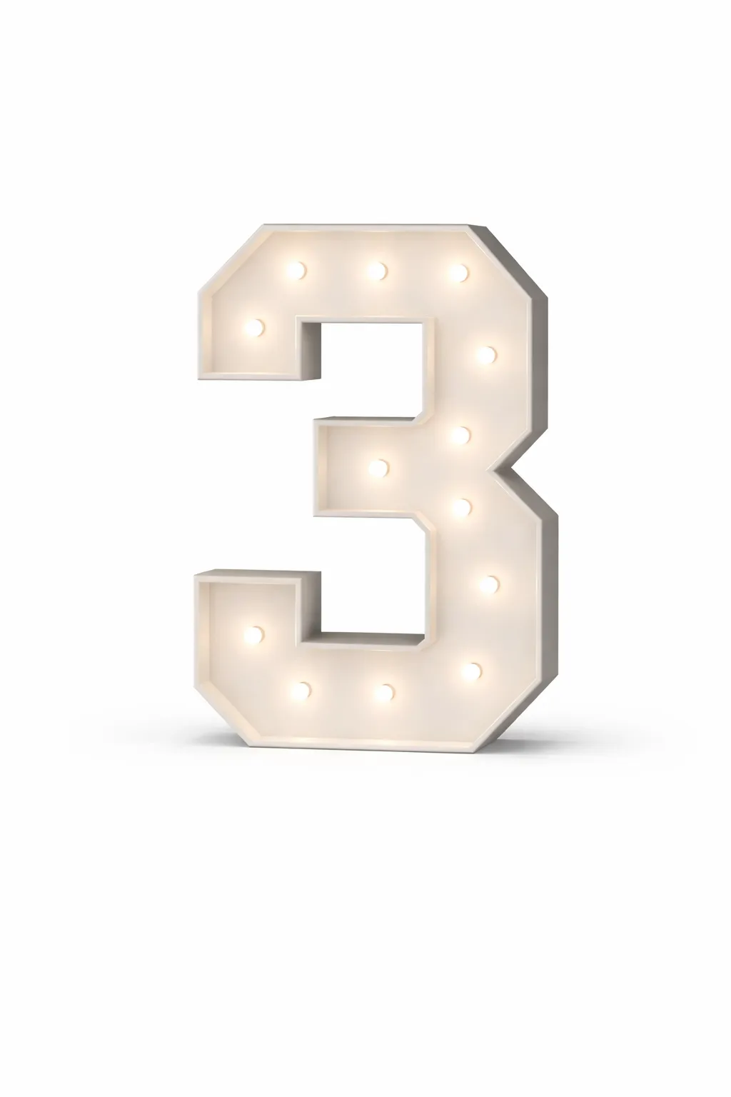 LED - High Quality Wood Number 3 White with remote for different settings. 