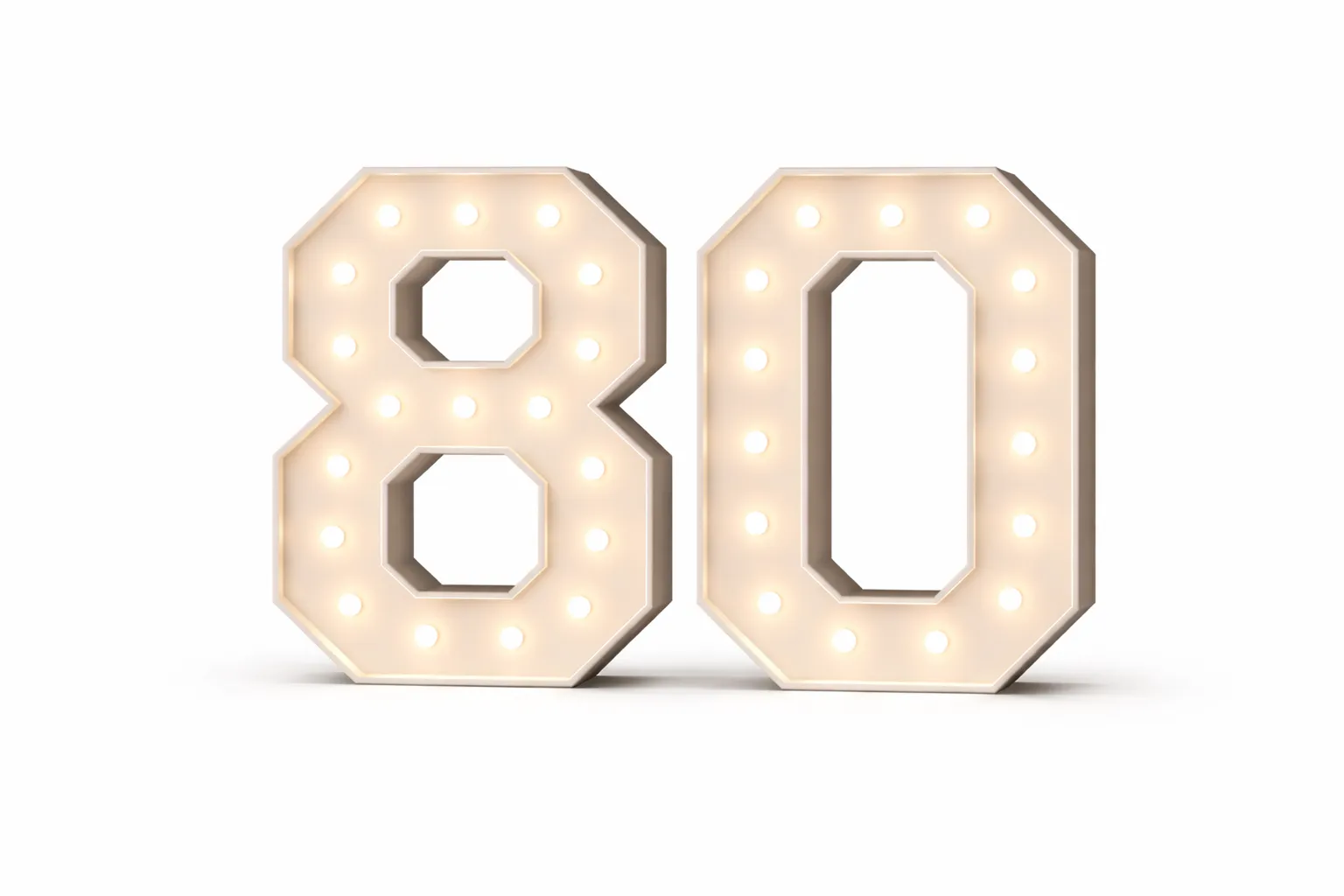 LED - High Quality Wood Number 80 White with remote for different settings. 