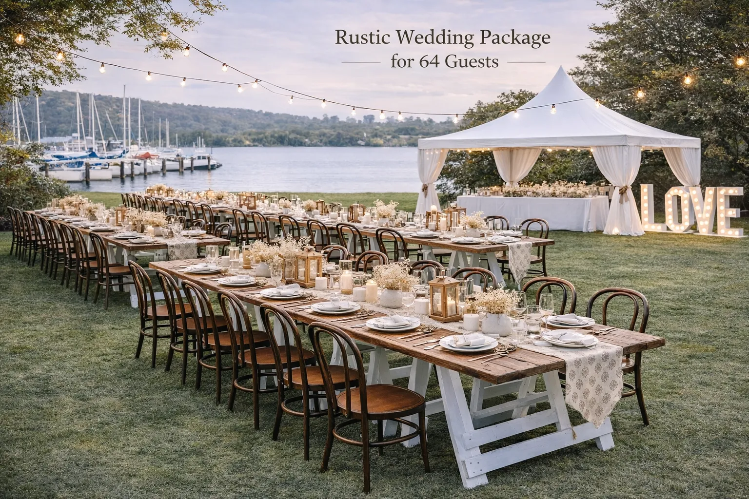 Rustic Wedding Package for 64 People 
