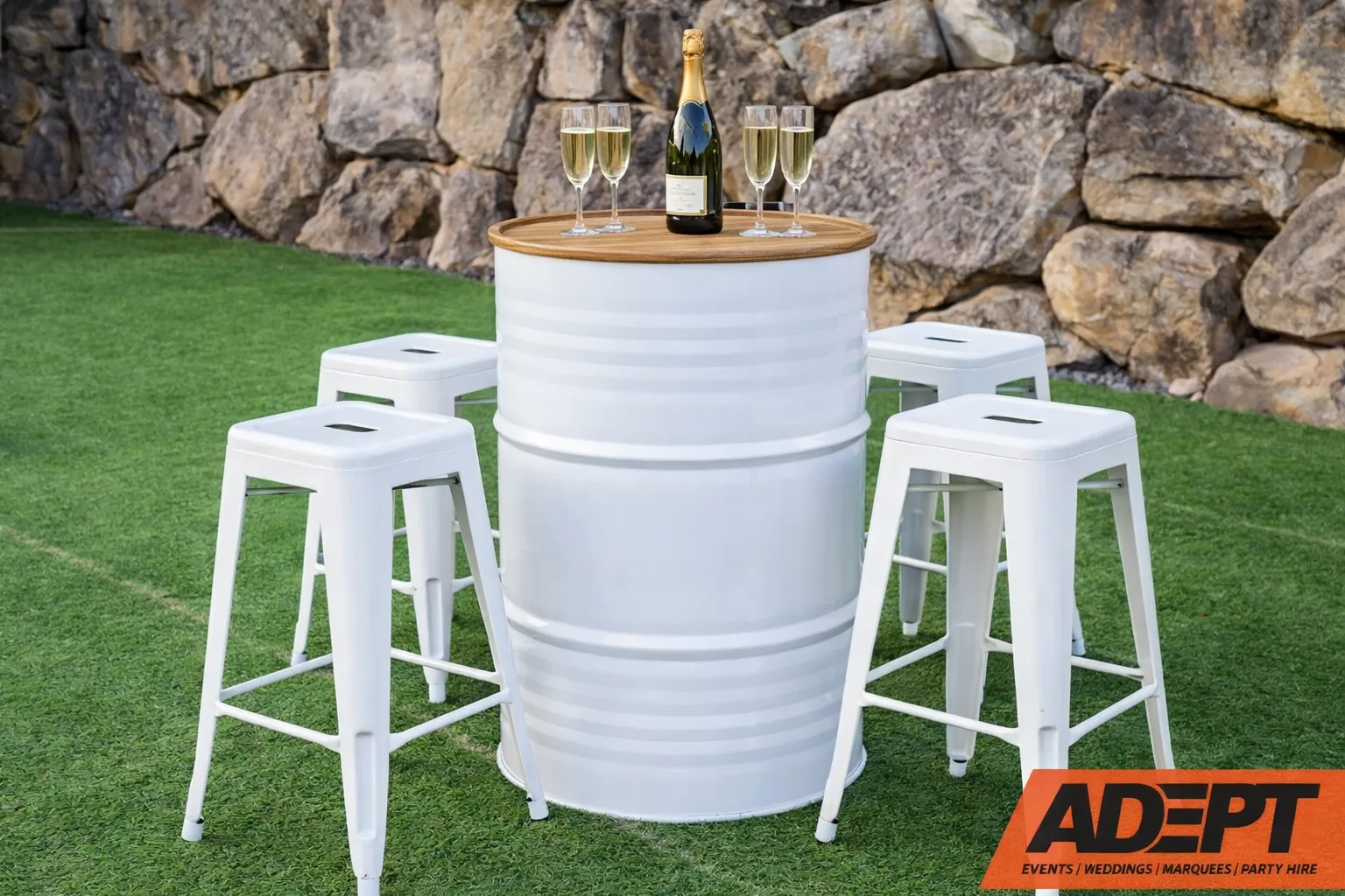 White Drum Bar Table 