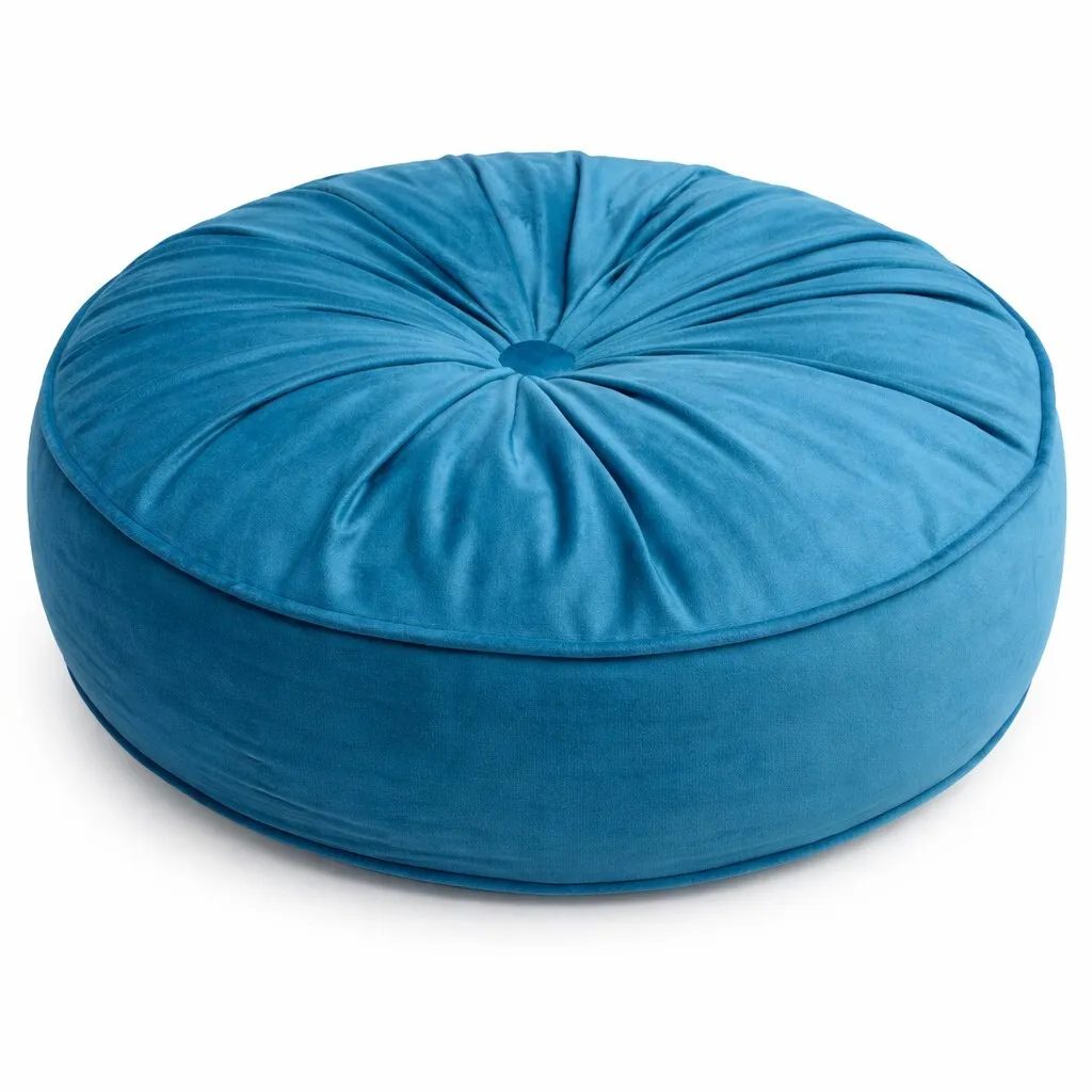 Cushion - Round Piped Velvet Cushion Teal 40 cm