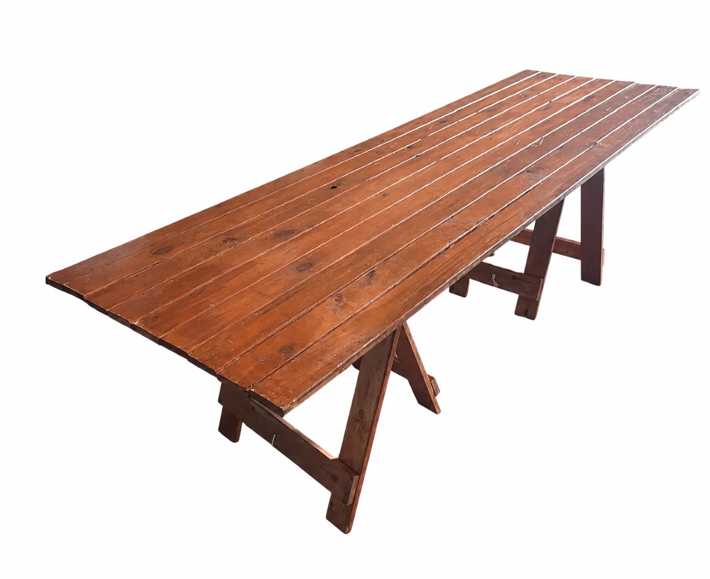 Table - 2.4 Metre Rustic Wood Trestle Tables