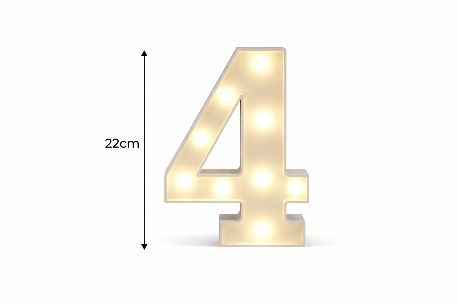 LED - Number 4 LED Light Up Number  – 22cm High