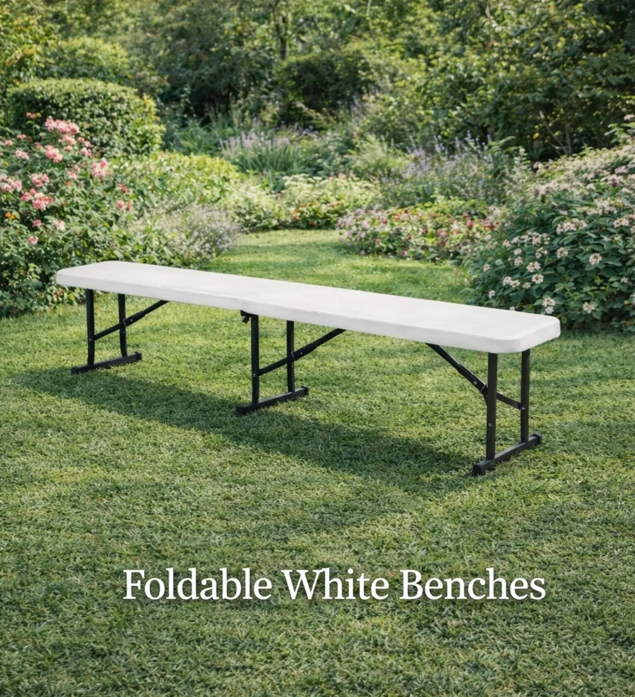 Bench White Foldable 1.55m long 