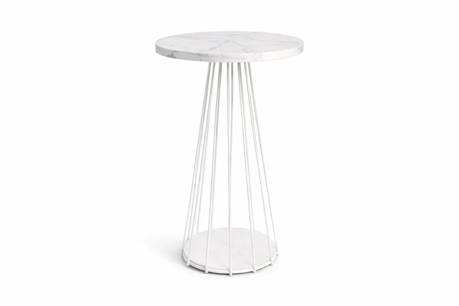 Table - White Dry Bar with Marble Top Tables 