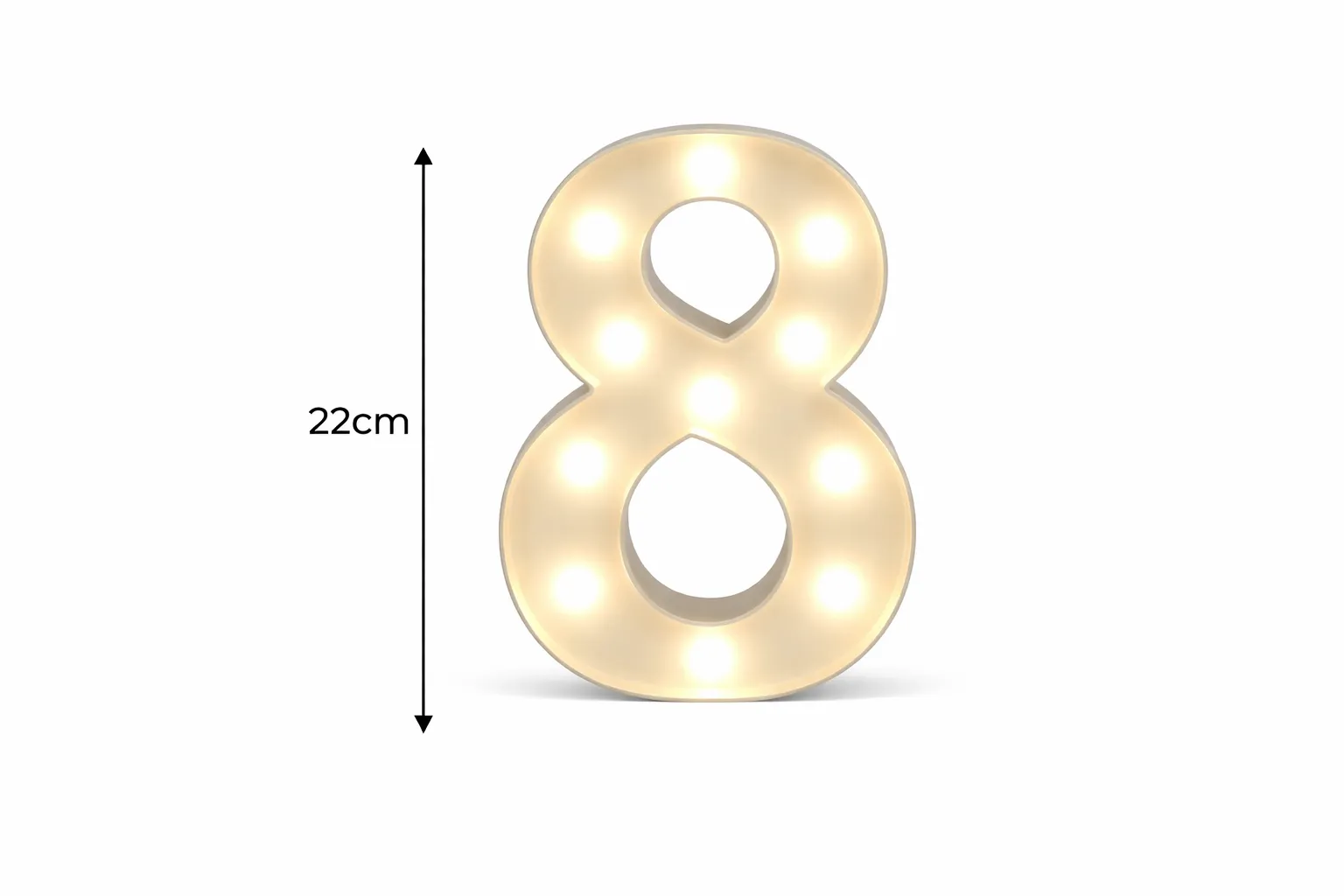 LED - Number 8 LED Light Up Number  – 22cm High