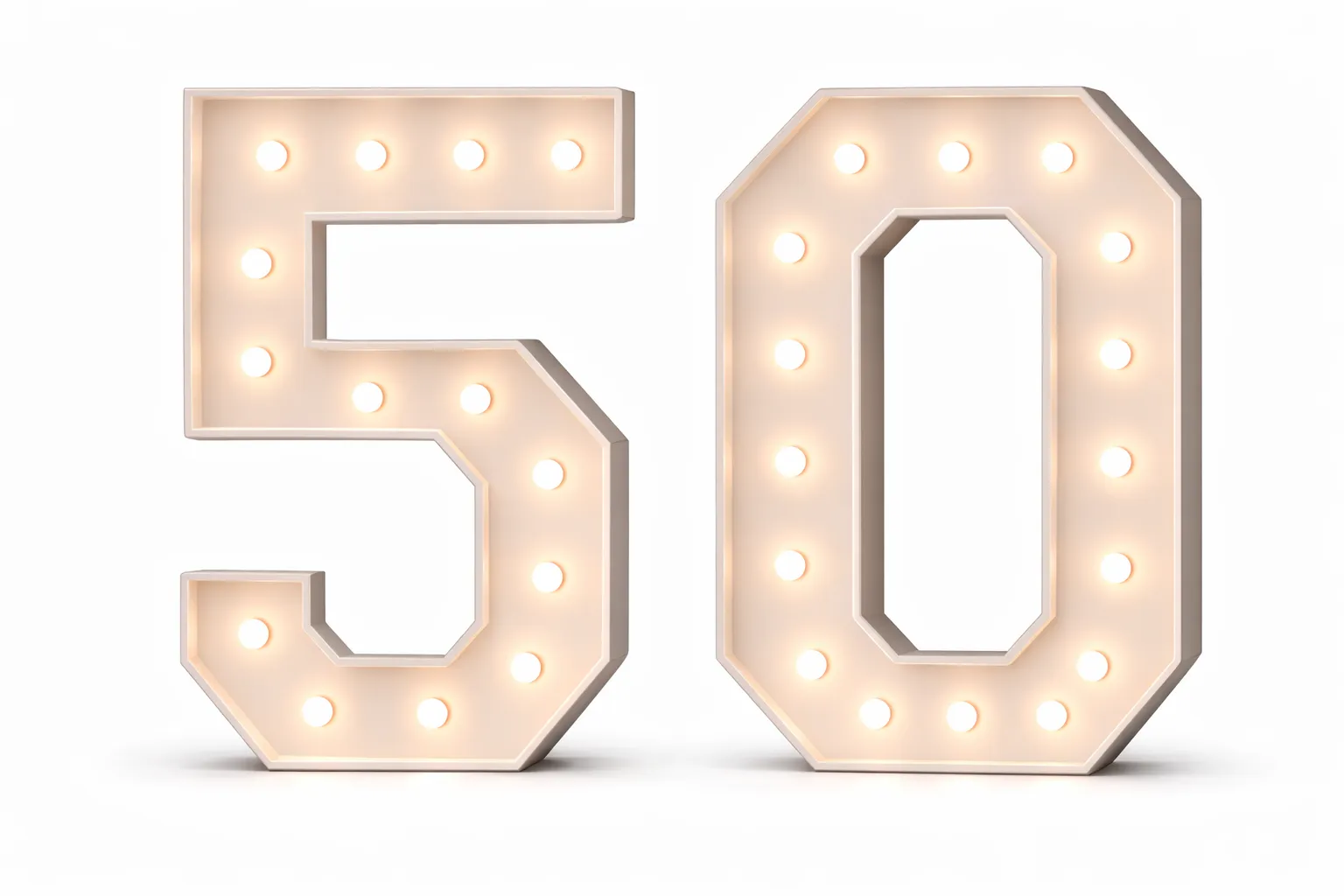 LED - High Quality Wood Number 50 White with remote for different settings. 