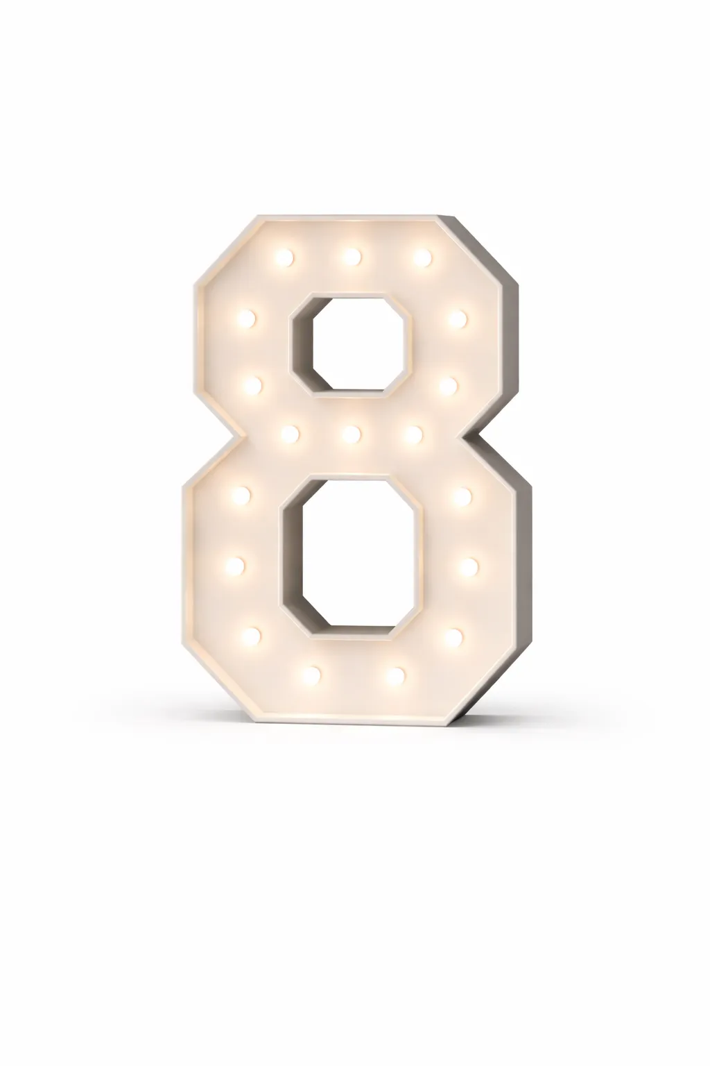 LED - High Quality Wood Number 8 White with remote for different settings. 