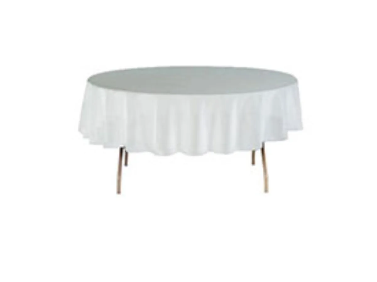 Tablecloth - 220 cm ROUND WHITE. Commercial Grade.. 