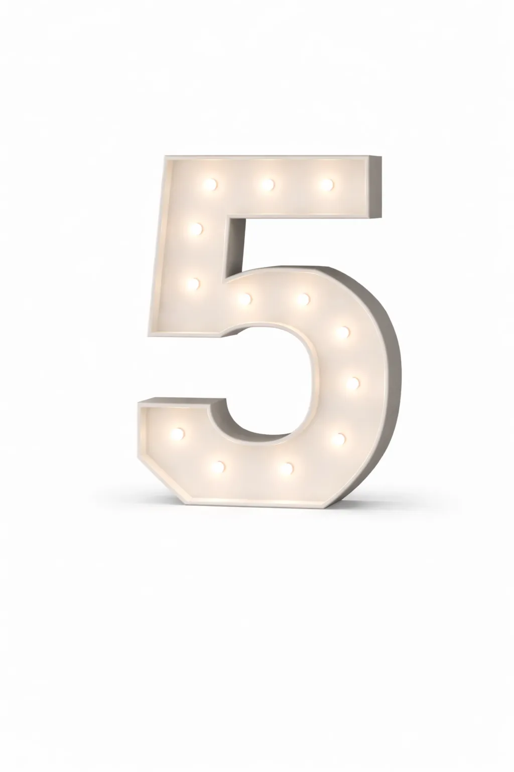 LED - High Quality Wood Number 5 White with remote for different settings. 