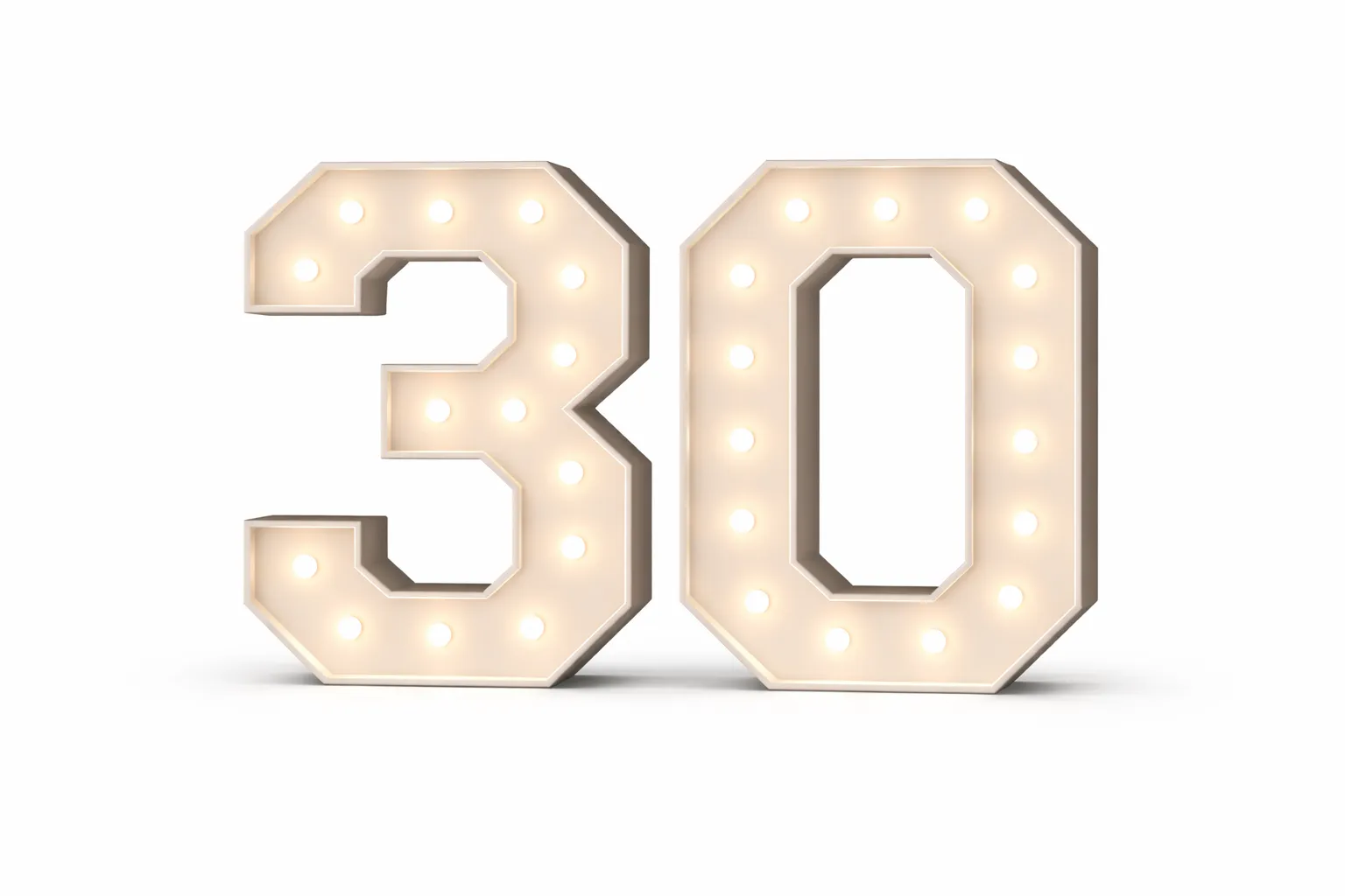 LED - High Quality Wood Number 30 White with remote for different settings. 