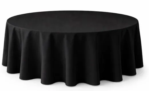 Tablecloth -  Black 305cm round  (Commercial Grade, Laundered including professional pressing)