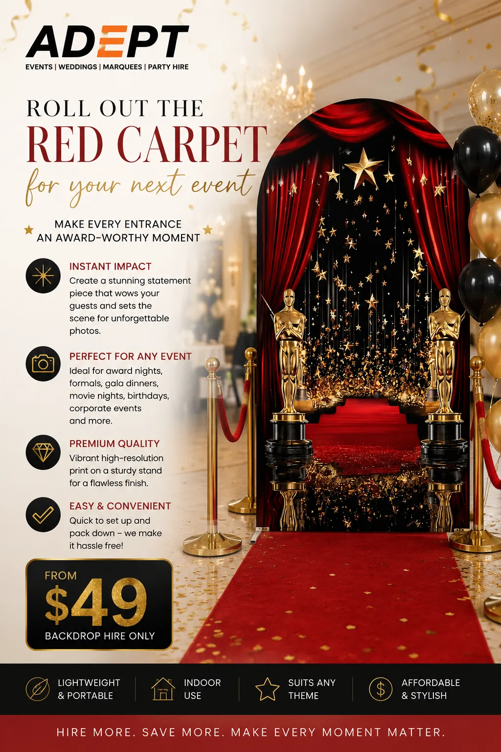 Backdrop - Hollywood Arch Backdrop – Red Carpet Entrance