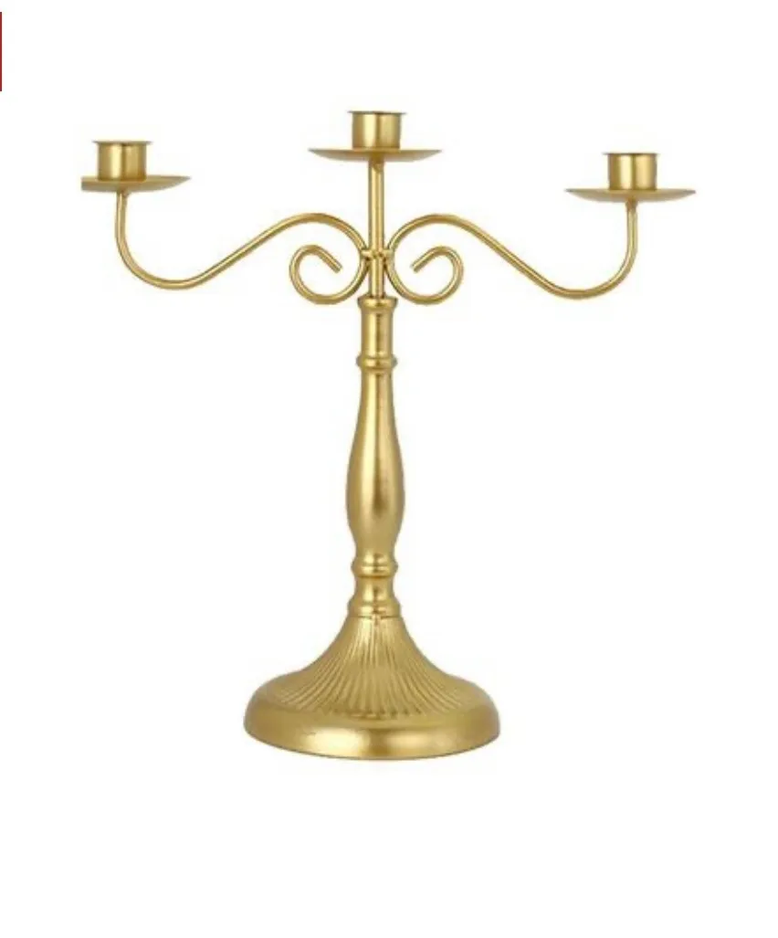 Styling - 3 Arm Gold Candelabra Candle 