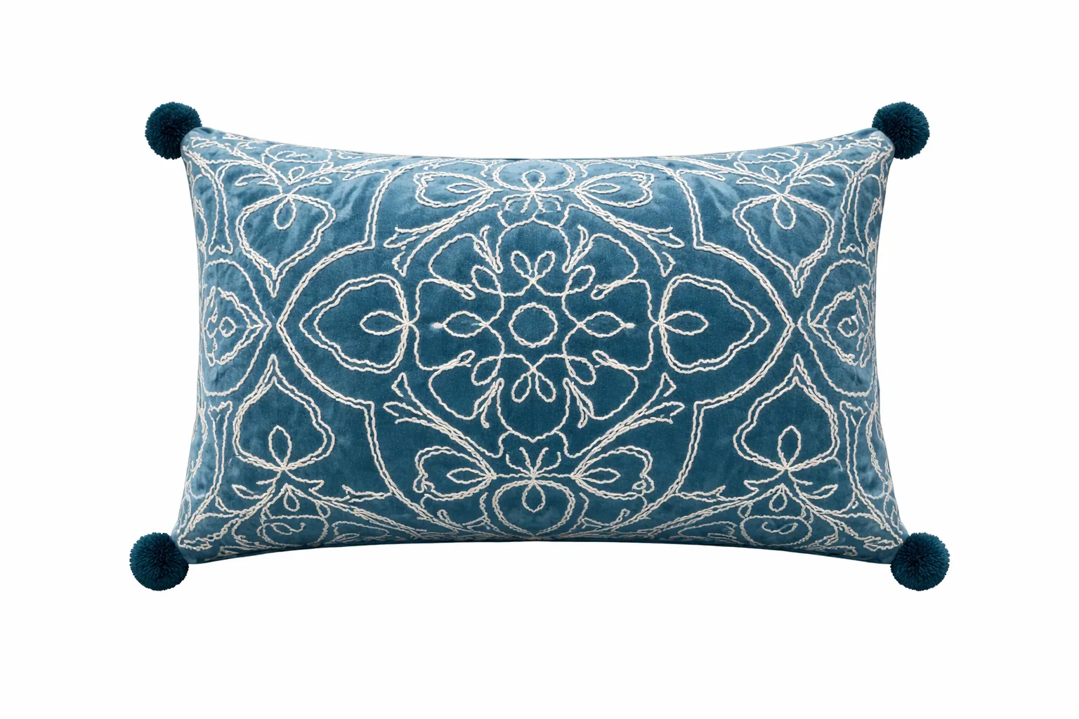 Cushion Rectangle Blue Stich Patterned Cushion  