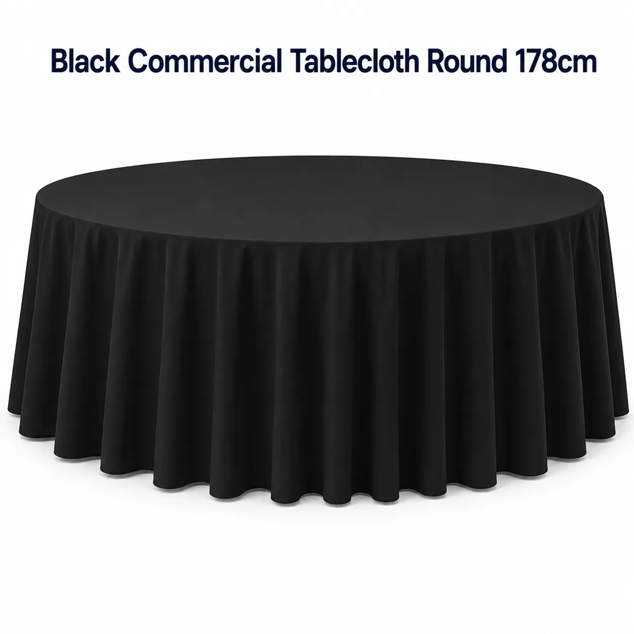 Linen - Black Commercial Tablecloth Round 178cm 