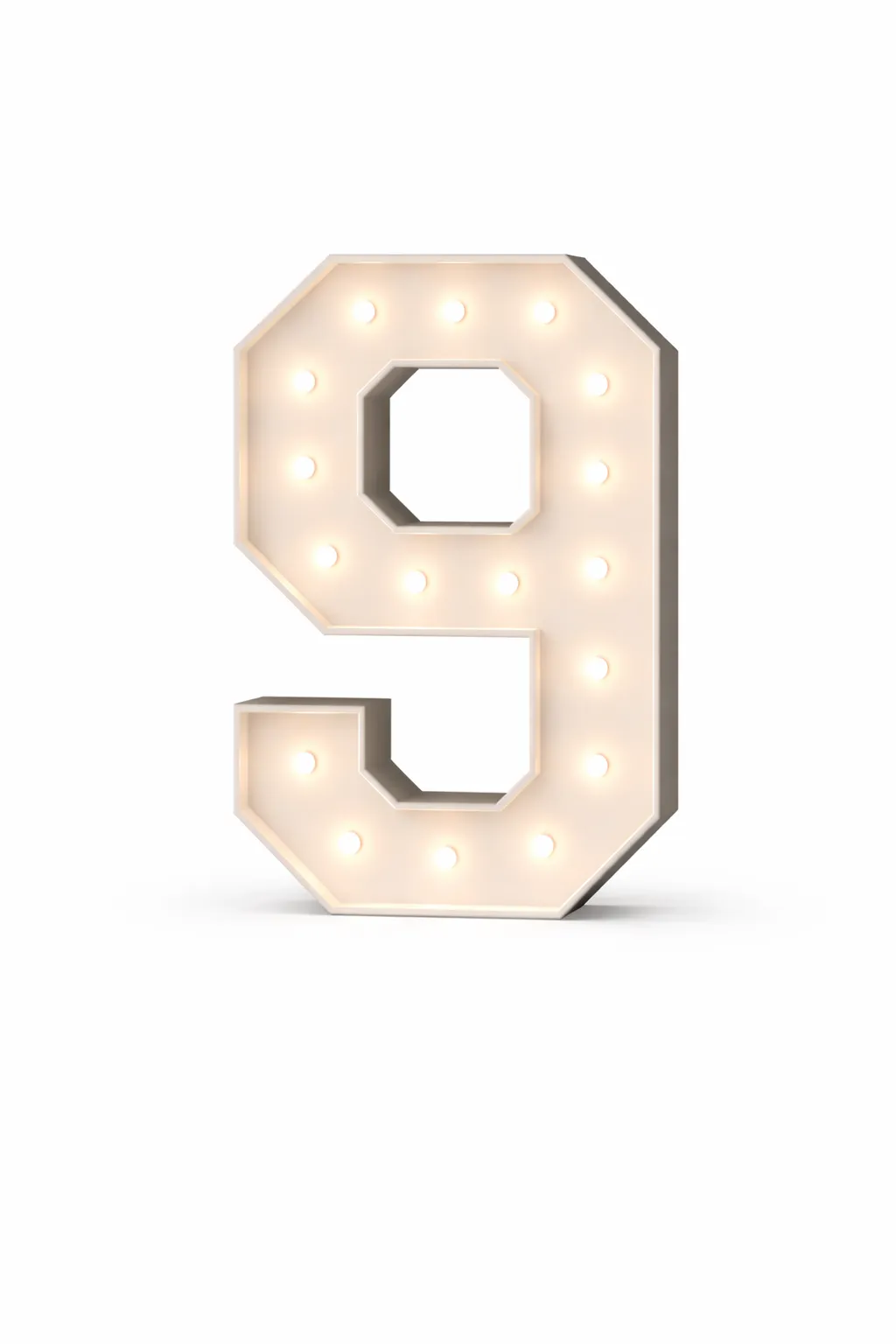 LED - High Quality Wood Number 9 White with remote for different settings. 