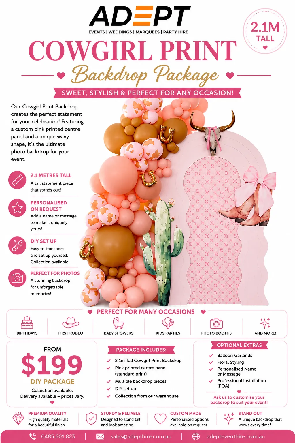Backdrop - Pink Rodeo Personalised Backdrop Package 