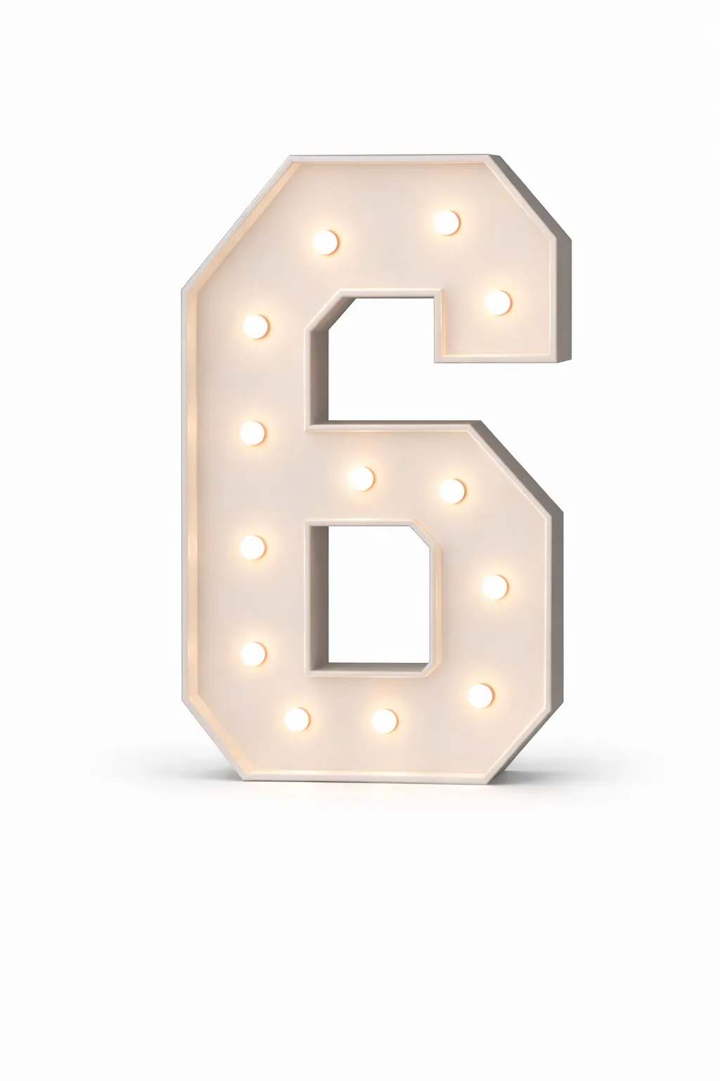 LED - High Quality Wood Number 6 White with remote for different settings..