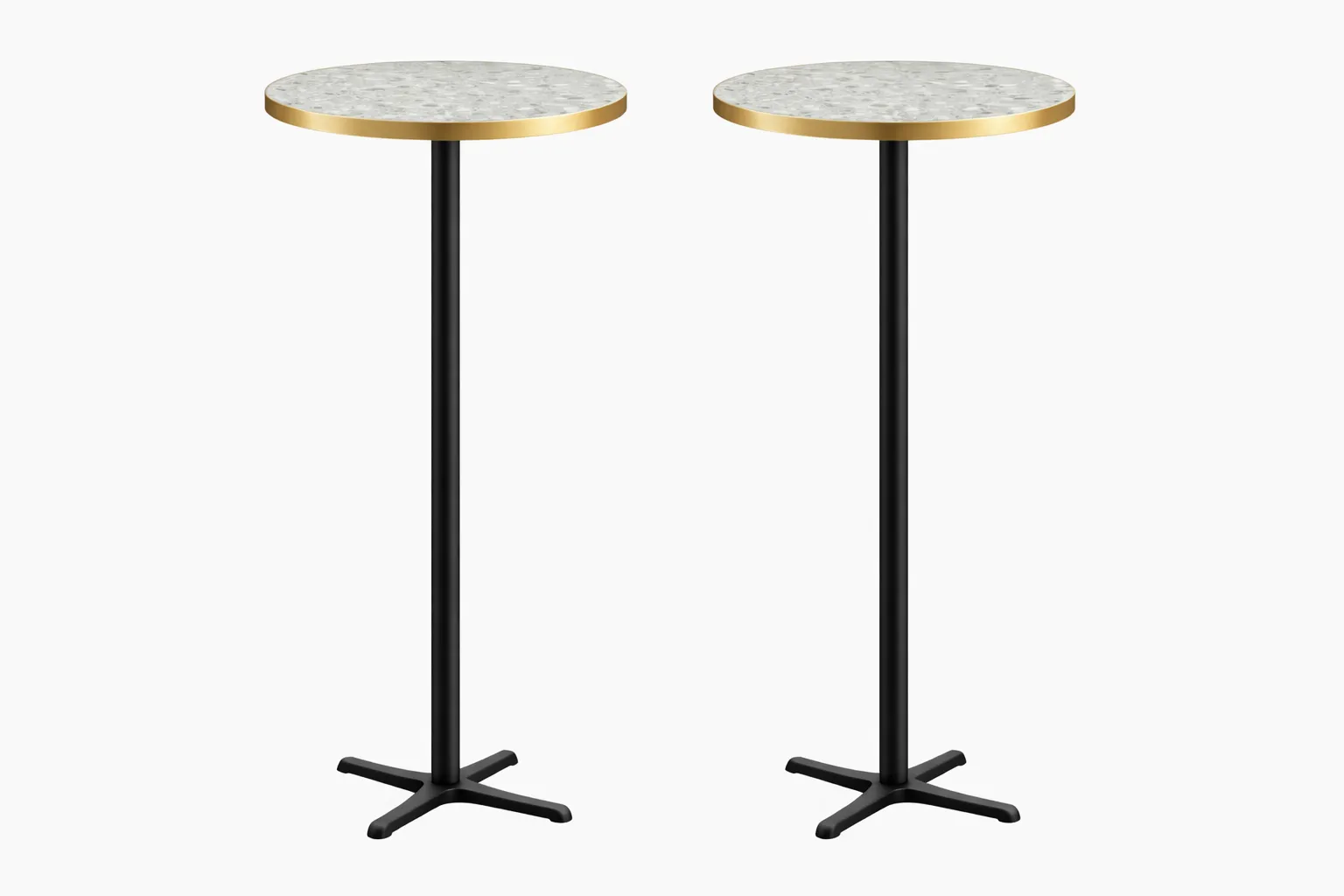Table - Dry Bar Cocktail Table White Marble top and Gold Edge, black base - Premium
