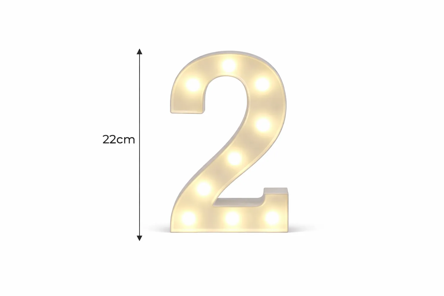 LED - Number 2 LED Light Up Number  – 22cm High