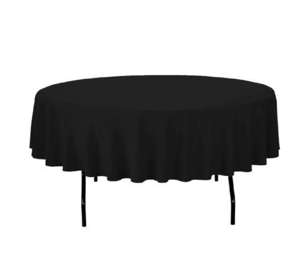Tablecloth Black 2.3m Round (Commercial Grade, Laundered including professional pressing)