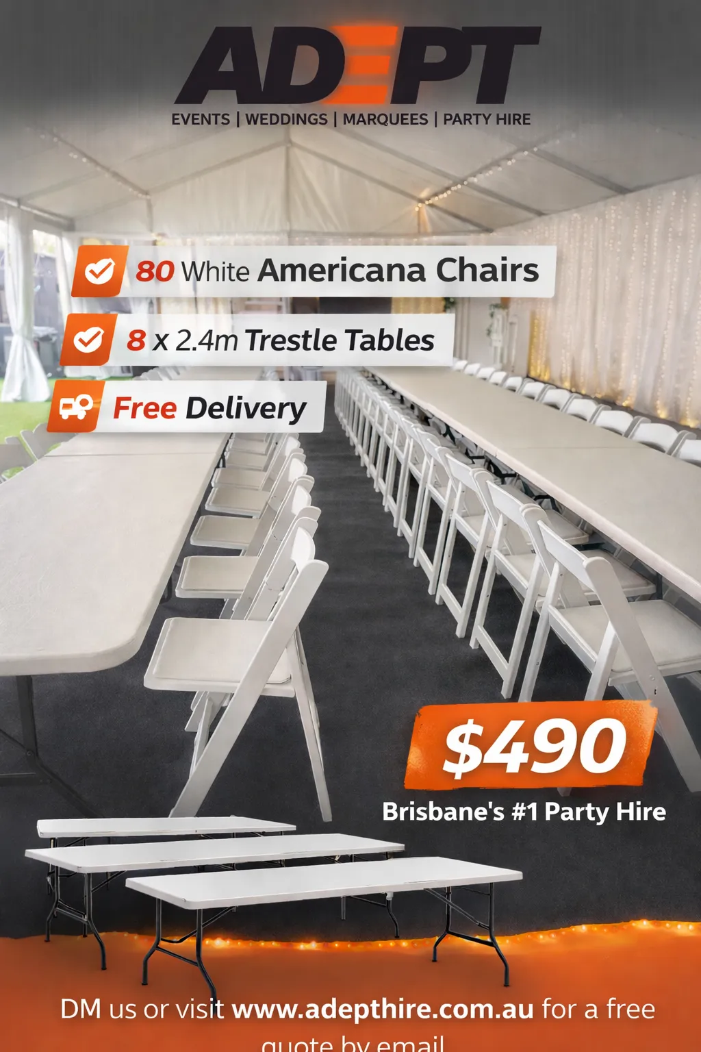 Bundle Chair and Table for 80 people