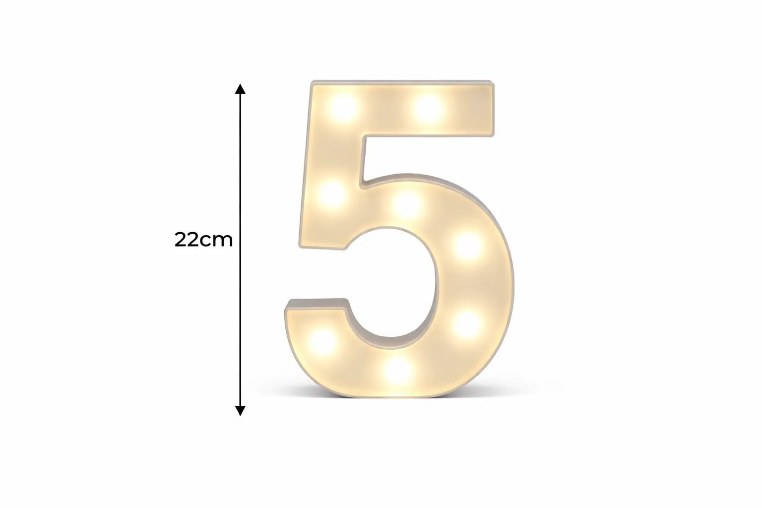 LED - Number 5 LED Light Up Number  – 22cm High