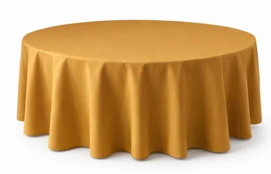 Tablecloth -  Gold 305cm round  (Commercial Grade, Laundered including professional pressing)