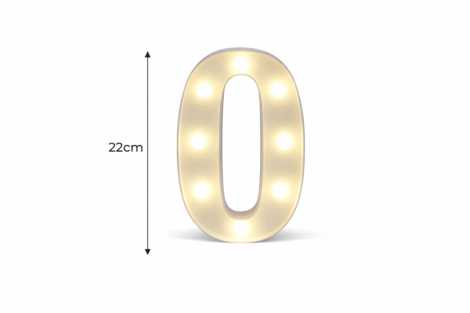 LED - Number 0 LED Light Up Number  – 22cm High