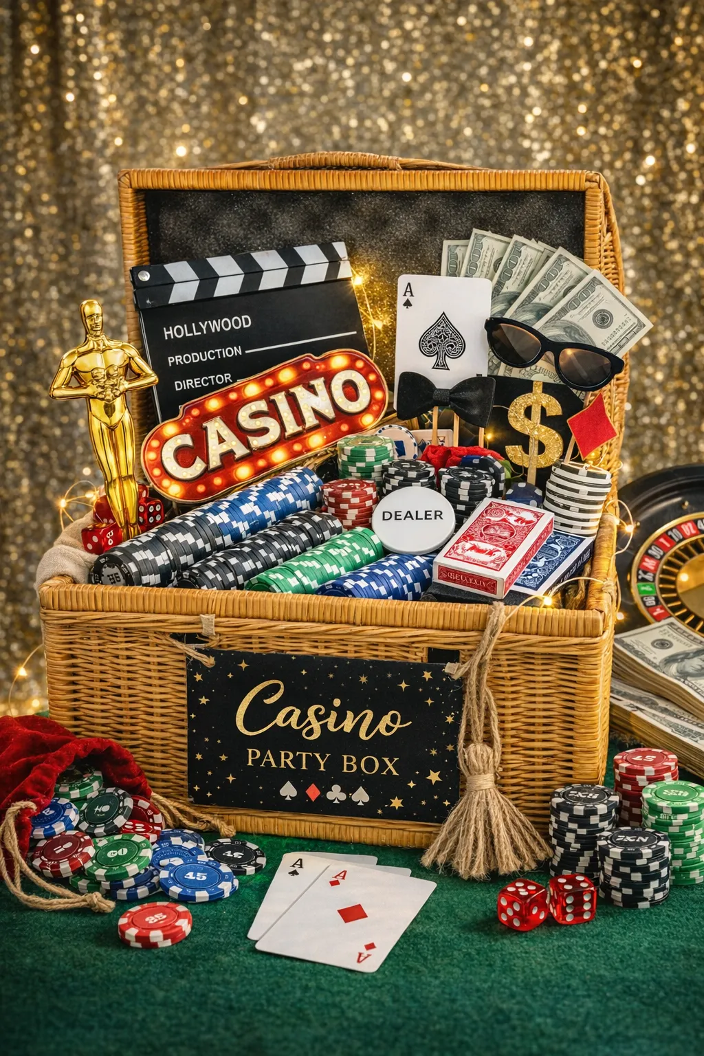 Styling - Casino Party Basket. All-In-One Theme Kit
