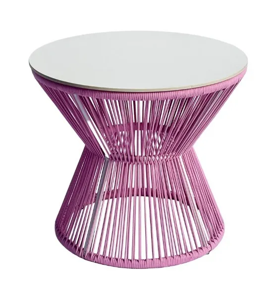 Table - Cafe Table Outdoor Fushcia Rope Stool