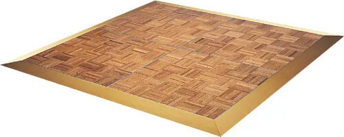 Dance Floor 3.6 m x 3.6 m - Natural wood and finished gold edging 