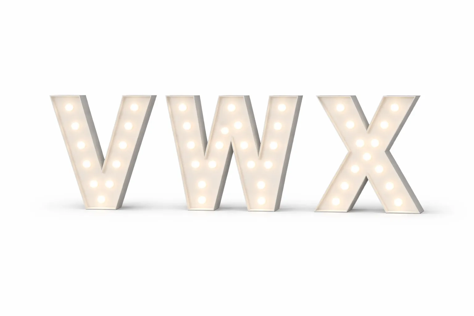 LED - V W X Solid Steel Freestanding LED Light Up Symbol – 1m High