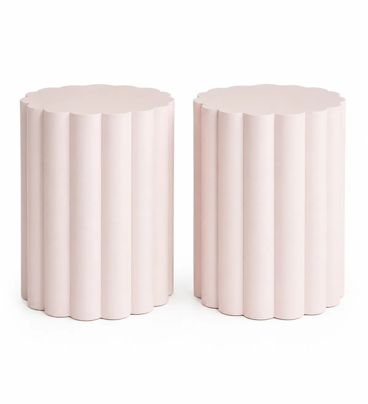 Styling - One Pale Pink Ribbed Plinth 50cm Tall