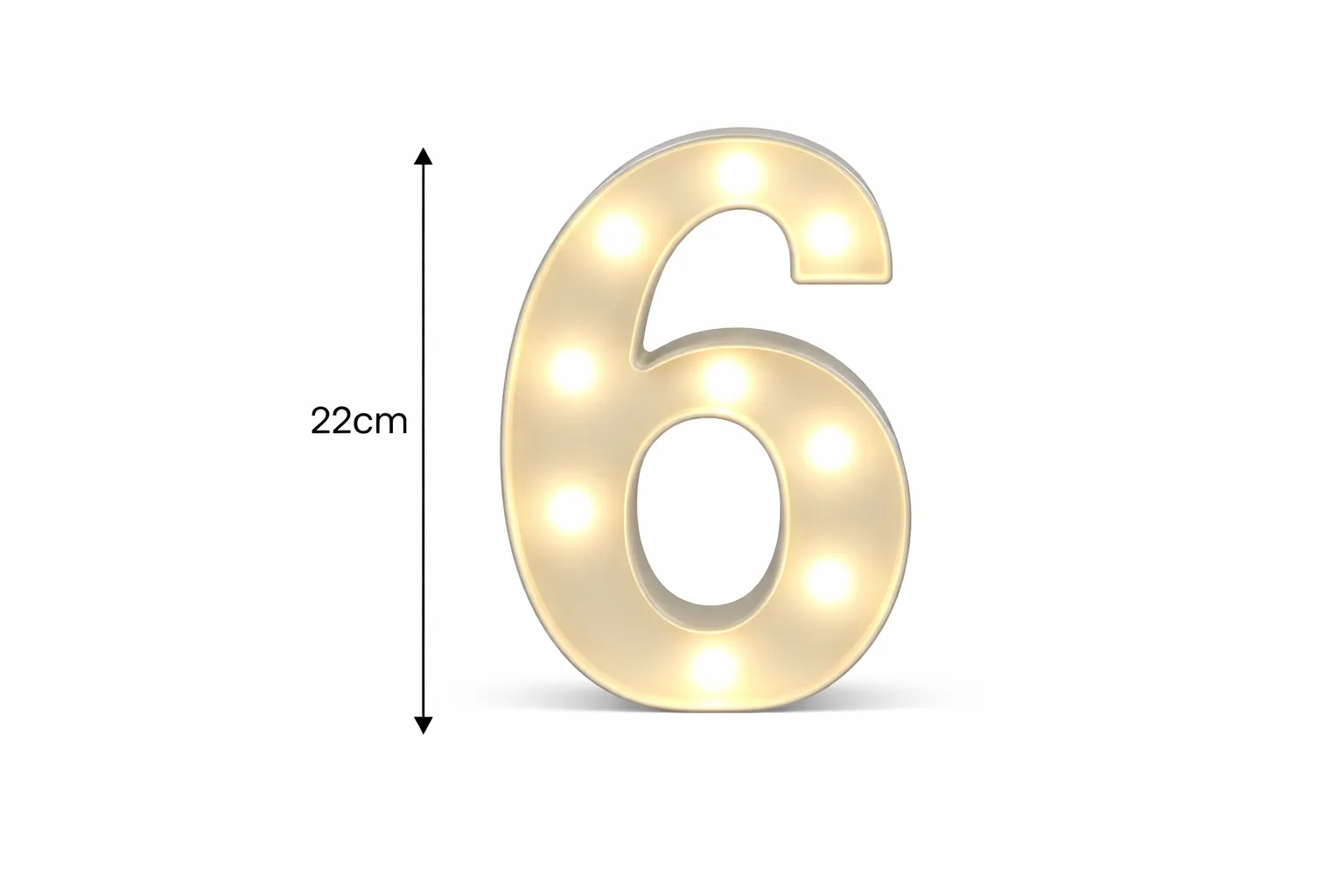LED - Number 6 LED Light Up Number  – 22cm High