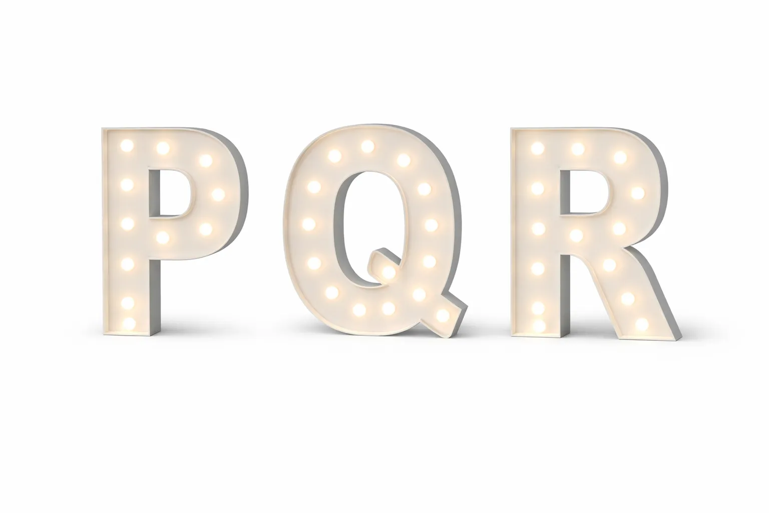 LED - P Q R Solid Steel Freestanding LED Light Up Symbol – 1m High