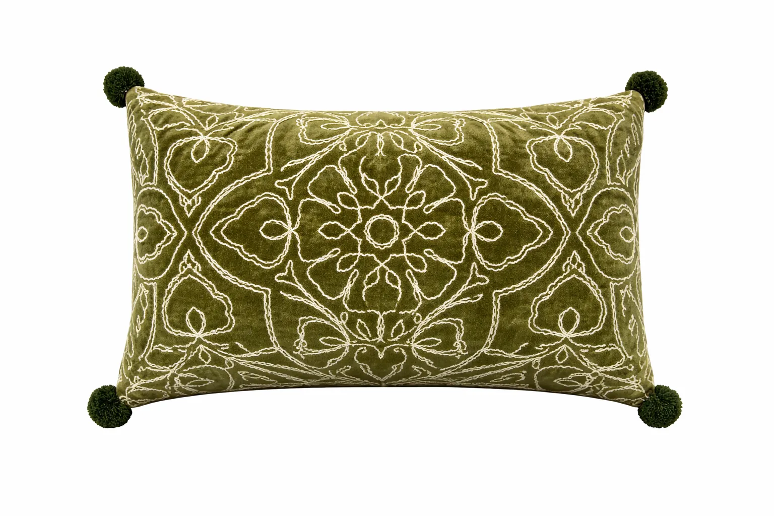 Cushion Rectangle Green Stich Patterned Cushion  