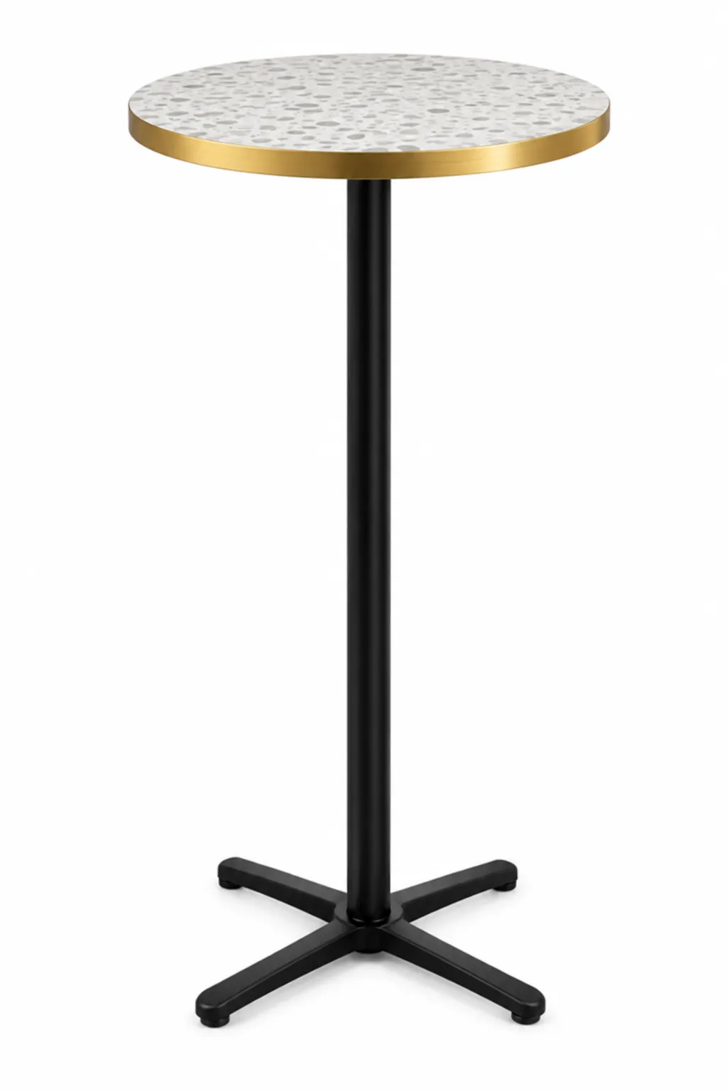 Table - Dry Bar Cocktail Table White Marble top and Gold Edge, black base - Premium