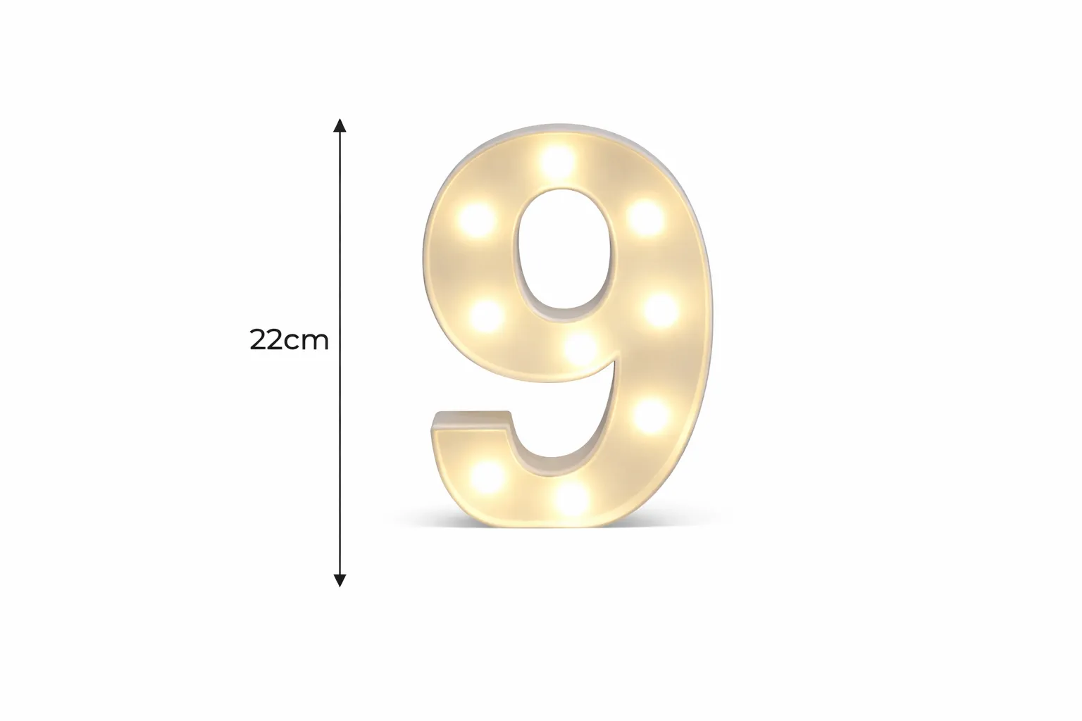 LED - Number 9 LED Light Up Number  – 22cm High