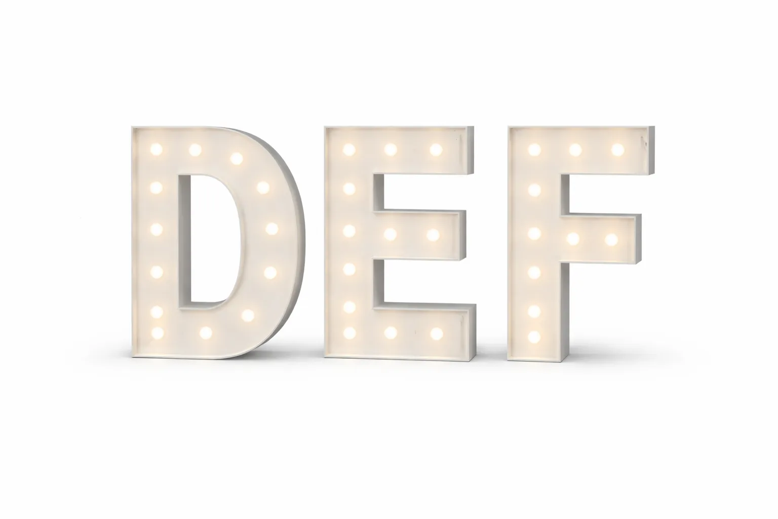 LED - D E F Solid Steel Freestanding LED Light Up Symbol – 1m High