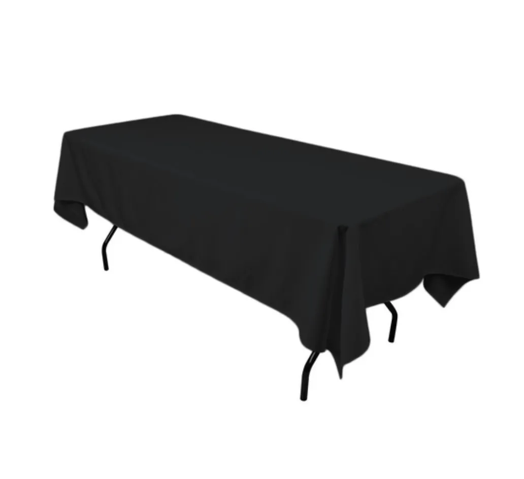 Tablecloth Black 3.3 x 1.8 Rectangle (Commercial Grade, Laundered including professional pressing)